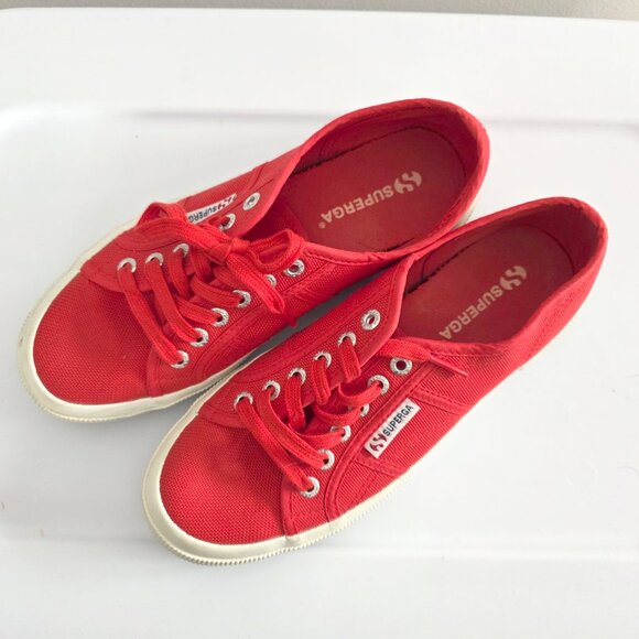Superga 2750 Classic Red Canvas Lace-Up Sneakers - Picture 4 of 10